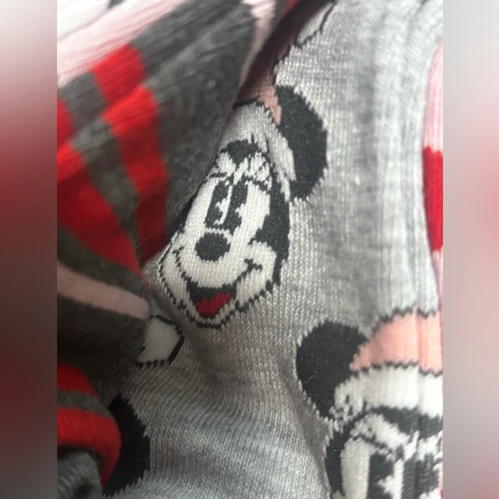 Disney Pink & Red Mickey Mouse Holiday Crew Socks 10 Pairs